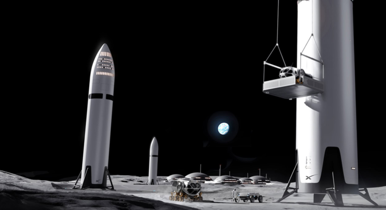 Lunar base as envisioned by SpaceX. Source: https://www.spacex.com/humanspaceflight/moon