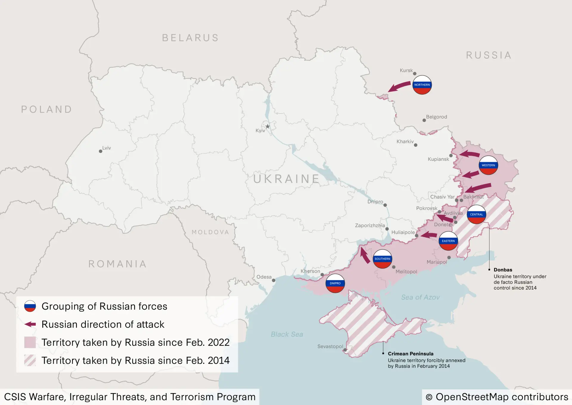 Russia/Ukraine War control of territory as of Feb. 7, 2026