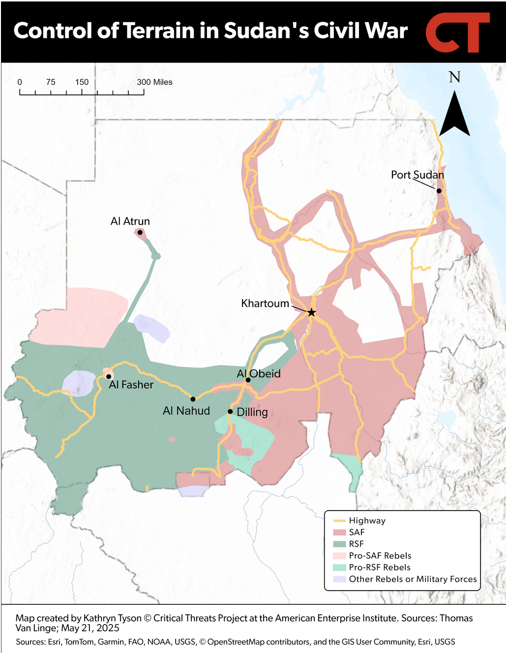 Sudan control of terrain.
