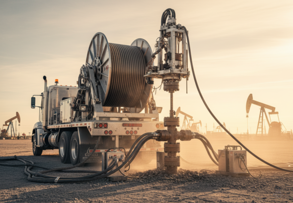 Coiled Tubing is a continuous length of steel pipe used for various well interventions. Oilwell Group offers coiled tubing services that minimize rig time and maximize well access for cleaning, acidizing, and downhole tool deployment. Source: OWS https://www.oilwellgroup.net/en-us Coiled Tubing is a continuous length of steel pipe used for various well interventions. Oilwell Group offers coiled tubing services that minimize rig time and maximize well access for cleaning, acidizing, and downhole tool deployment. Source: OWS https://www.oilwellgroup.net/en-us