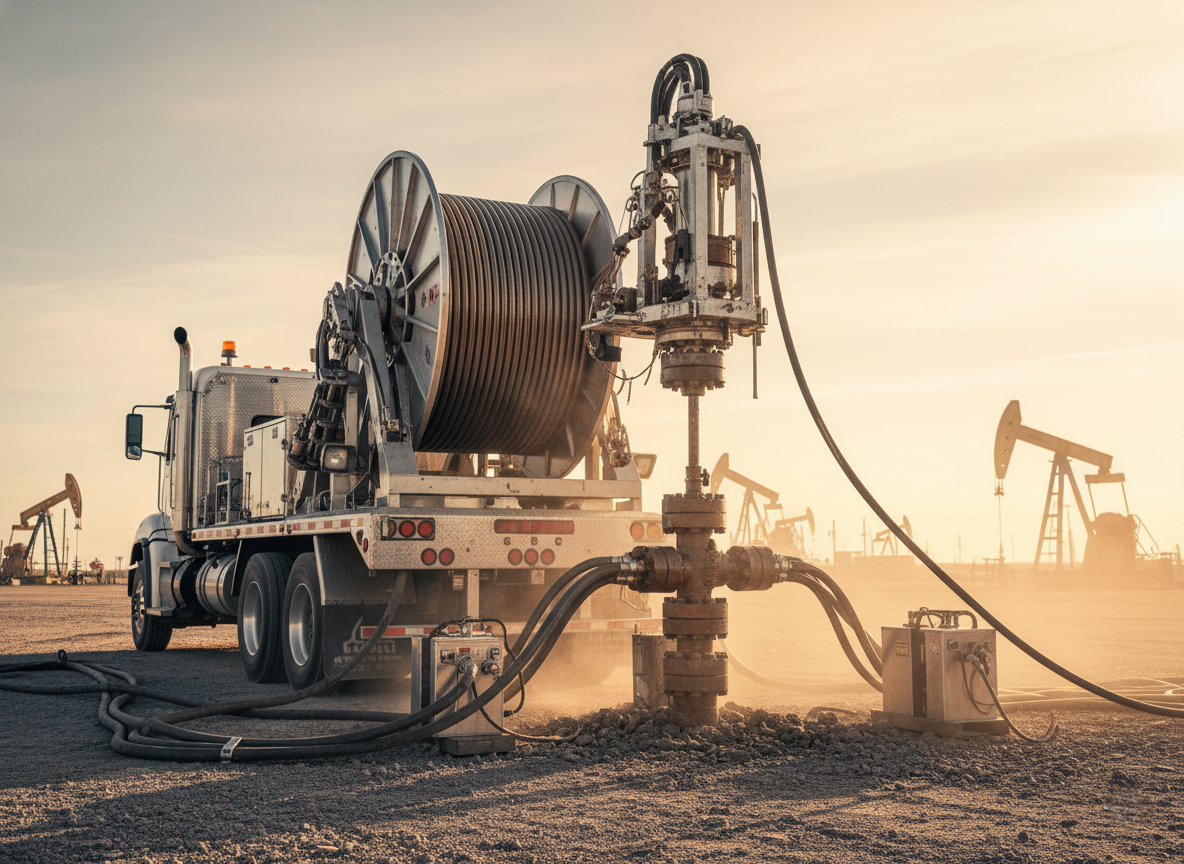 Coiled Tubing is a continuous length of steel pipe used for various well interventions. Oilwell Group offers coiled tubing services that minimize rig time and maximize well access for cleaning, acidizing, and downhole tool deployment. Source: OWS https://www.oilwellgroup.net/en-us Coiled Tubing is a continuous length of steel pipe used for various well interventions. Oilwell Group offers coiled tubing services that minimize rig time and maximize well access for cleaning, acidizing, and downhole tool deployment. Source: OWS https://www.oilwellgroup.net/en-us