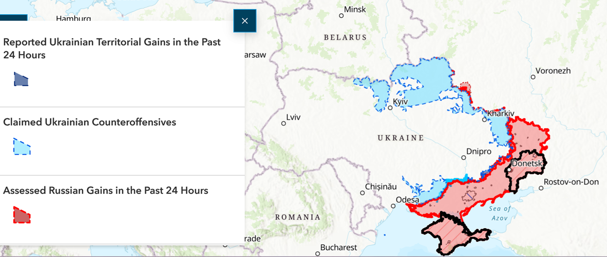 Assessed Control of Terrain in Ukraine as of June 18, 2026, 5:00 PM ET. Source: Institute for the Study of War and American Enterprise Institute's Critical Threats Project. https://storymaps.arcgis.com