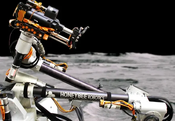 Blue Origin develops Honeybee Robotics end-to-end solutions, such as robotic arms, manipulators, deployment booms, and associated avionics and software. Source: Blue Origin https://www.blueorigin.com/exploration-systems