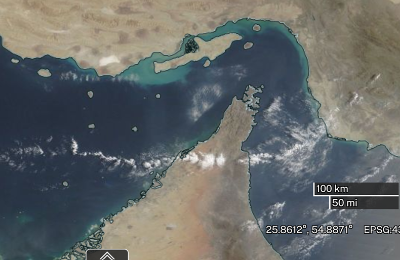 Strait of Hormuz. Source: https://worldview.earthdata.nasa.gov/