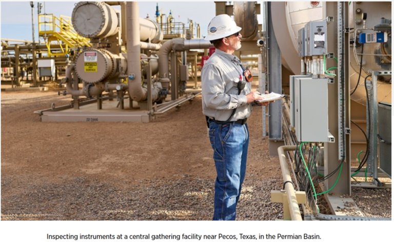 Crude oil production in Pecos, Texas. Source: Chevron.