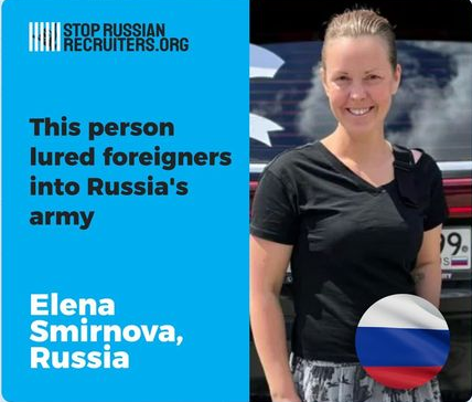 From March 2023, Elena Smirnova used social media - posting under her maiden name Shuvalova - to recruit Cuban and Sri Lankan nationals for the Russian military.