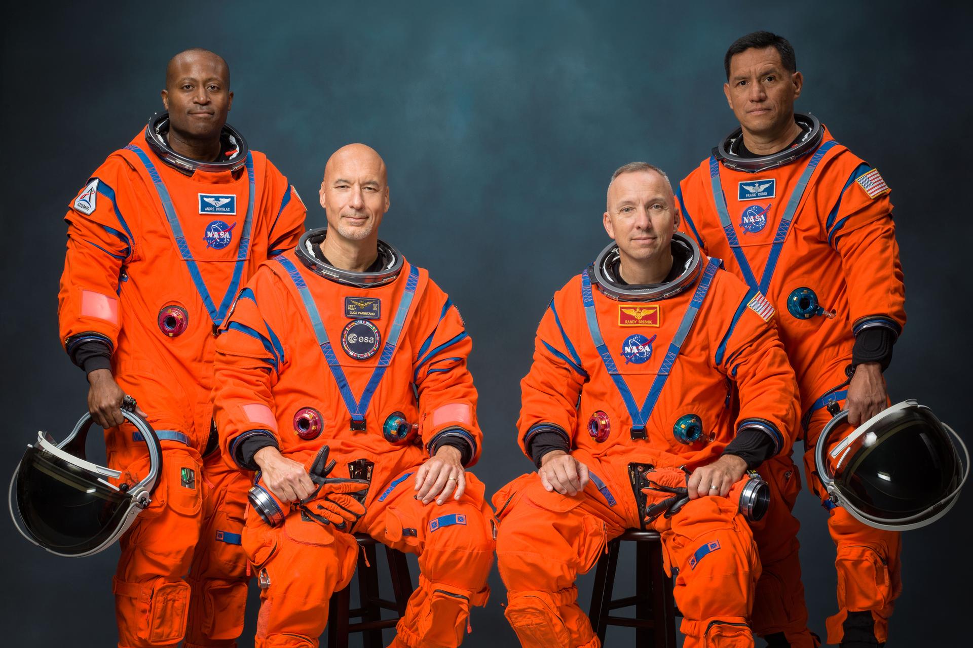 Meet the astronauts who will carry out a series of objectives in low Earth orbit to demonstrate critical systems needed for a future lunar landing, helping NASA and its partners reduce risk before Americans return to the Moon on Artemis IV. The Artemis III crew poses for an official portrait (from left: Andre Douglas, Luca Parmitano, Randy Bresnik, Frank Rubio). Credit: NASA/by Bill Staffor