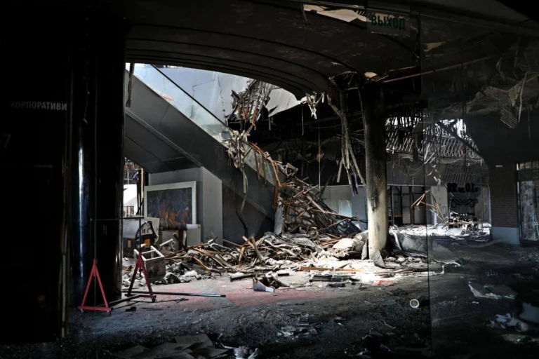 Ukrainian Shopping mall “Port City” in Mariupol, destroyed by Russian bombings in March 2022, together with hundreds of apartment buildings in the city. (Photo from Russian pro-war Telegram channel)