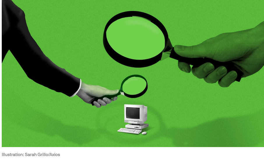 AI labs can no longer guarantee that AI agents won't swarm and escape their testing environments. Illustration: Sarah Grillo/Axios. Source: https://www.axios.com/newsletters/axios-future-of-cybersecurity-4af43f00-a1a6-11f1-a243-9341356b1706.html