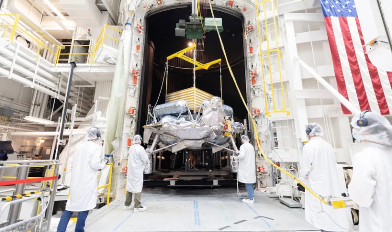 Photo: A commercial lander that will be at the forefront of NASA’s efforts to establish a Moon Base, humanity’s first lunar outpost, has passed a series of critical tests at the agency’s Jet Propulsion Laboratory in Southern California. The tests simulated the extreme temperatures and vacuum of space, as well as the intense shaking and ear-splitting roar of launch. Results show that Voyager Technologies’ Griffin Mission One (Griffin-1) spacecraft is ready to survive the rigors of space exploration. Source: https://www.nasa.gov/missions/moon-base/nasa-jpl-testing-readies-voyager-technologies-lander-for-moon-mission/