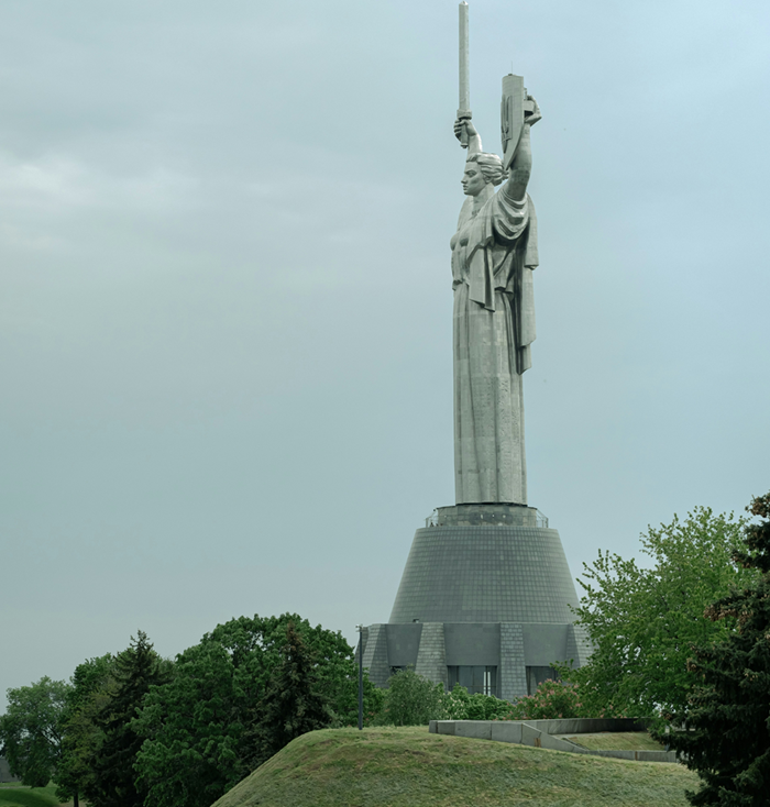 Rodina-Mat: Mother Ukraine, a monumental statue in Kyiv, Ukraine. Courtesy Volodymyr Leush https://unsplash.com/@volodymyr_leush
